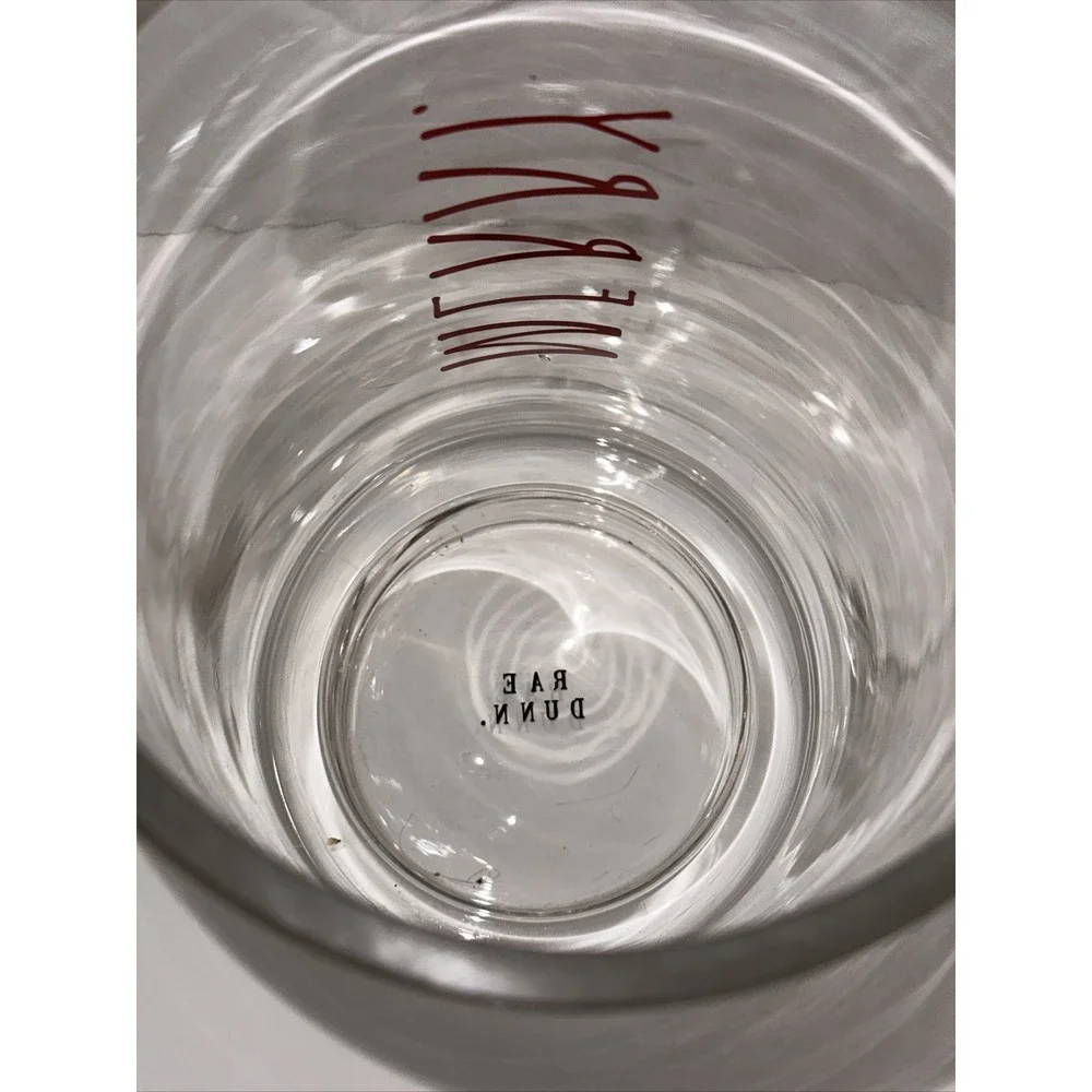 Rae Dunn Merry Glass Hurricane Candle Holder Vase Red Christmas Holiday Decor‎